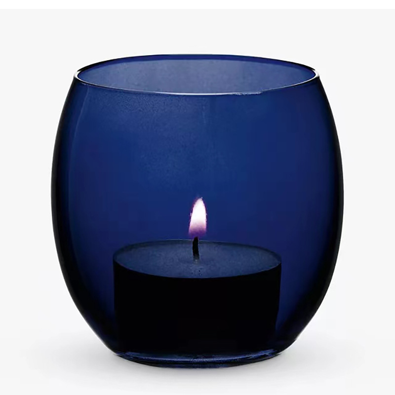 De estilo europeo de vidrio de color redondo candelero vela cena transparente retro hogar a prueba de viento cubierta de la vela adornos de estilo chino