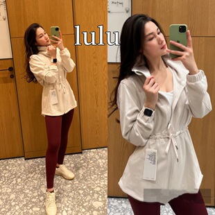 Lulu with Softstreme waist high collar autumn and winter warm drawstring jacket women's yoga sports loose coat