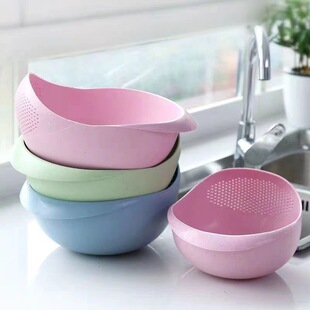 Kitchen Draining Basket Plastic Vegetable Washing Basin Thickened Vegetable Basket Vegetable Basket Washing Basket Sieve Household Rice Washing Artifact