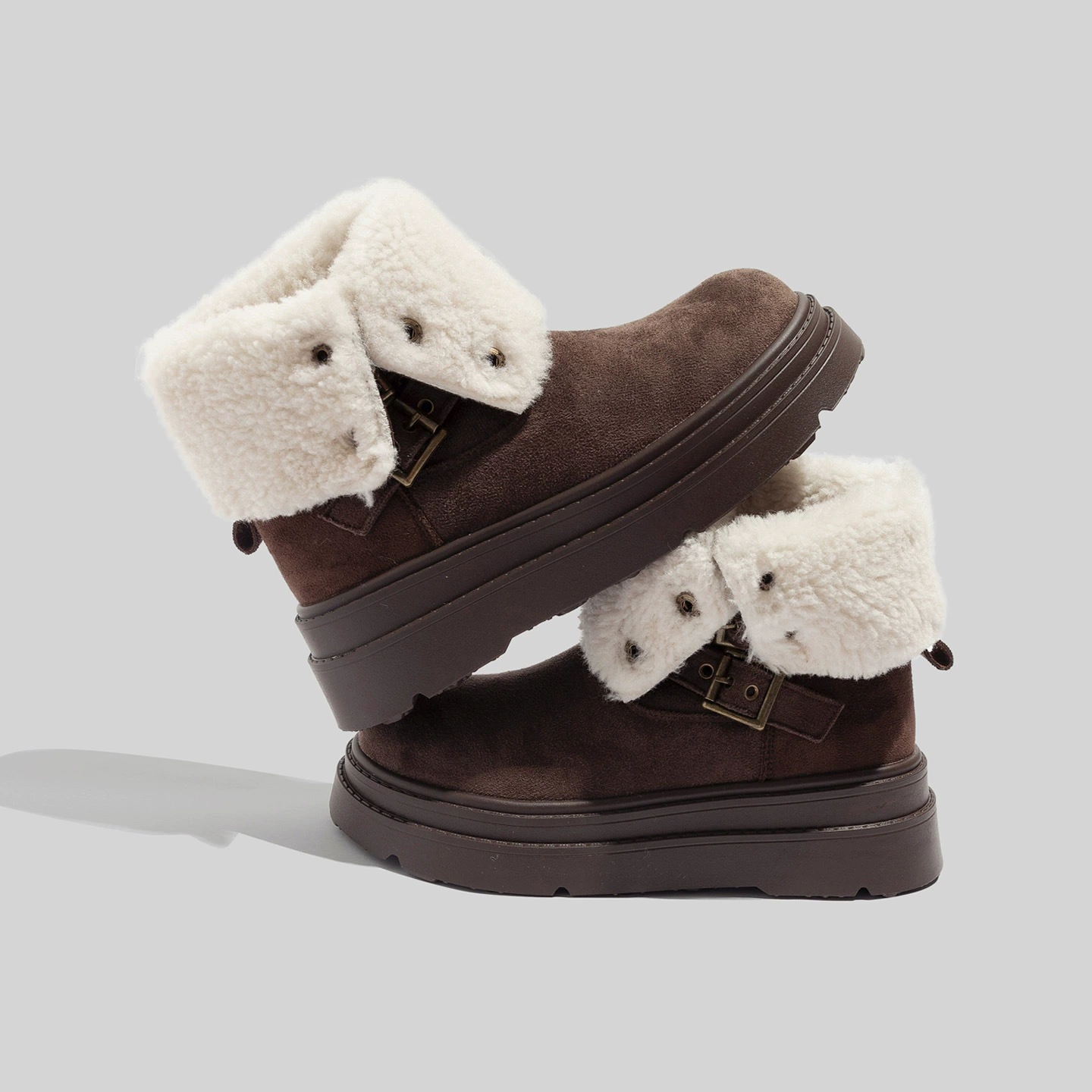 蓓尔 Velvet thick-soled snow boots for women, mid-calf 2025 winter style, warm and thickened, layered Ancola red shoes for women