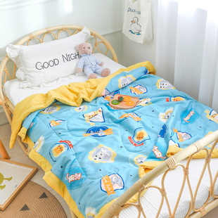 W1Tr Kindergarten Children's Summer Quilt Baby Newborn Nap Air Conditioning Quilt Newborn Cartoon Machine Washable Thin Style