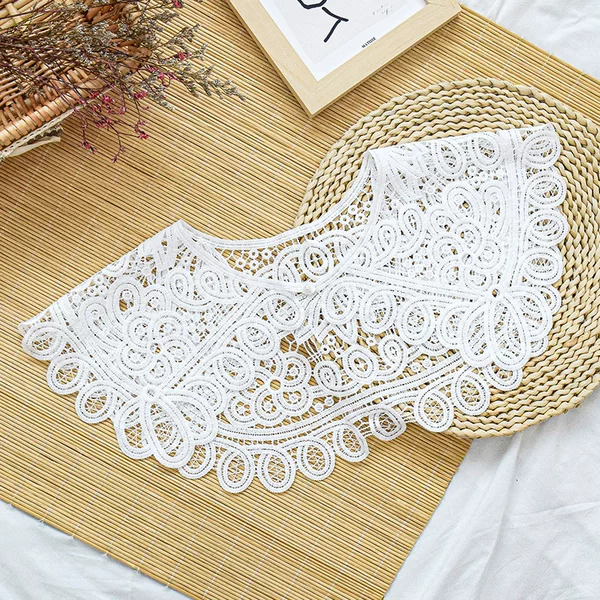 Pearl Buckle Cotton Small Shawl Women's Korean Style Summer Outer Wear Decorative Scarf Knot Fake Collar Hollow Thin Scarf
