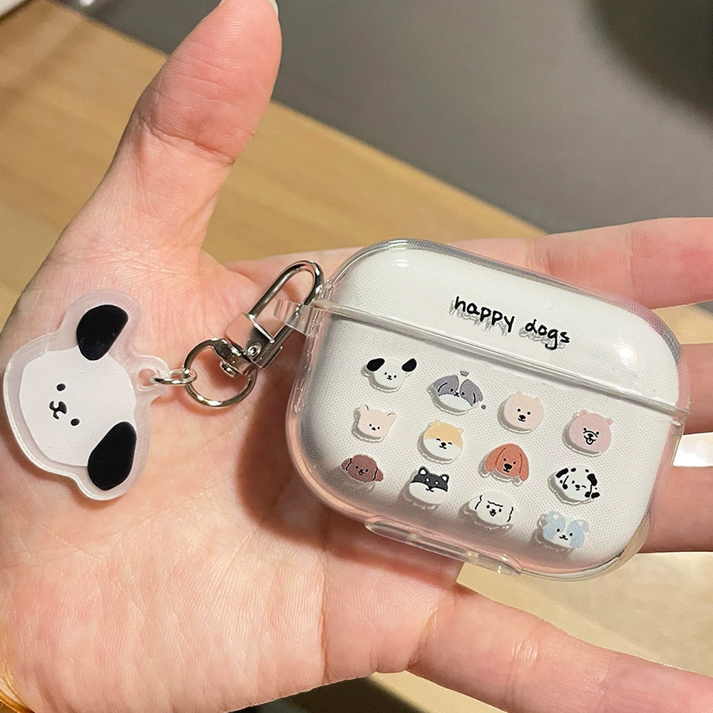 Защитный чехол (Apple AirPods) прозрачный TPU с милой подвеской, совместим с AirPods 1/2/3/4 и серией Pro