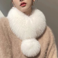 韩式仿狐狸毛围巾女冬季百搭短款大毛球人造皮草磁铁吸扣毛毛围脖