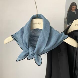 Spring and Summer Vintage Solid Color Linen Square Scarf Artistic All-match Women's Summer Neck Protection Small Silk Scarf Scarf Accessories New Products