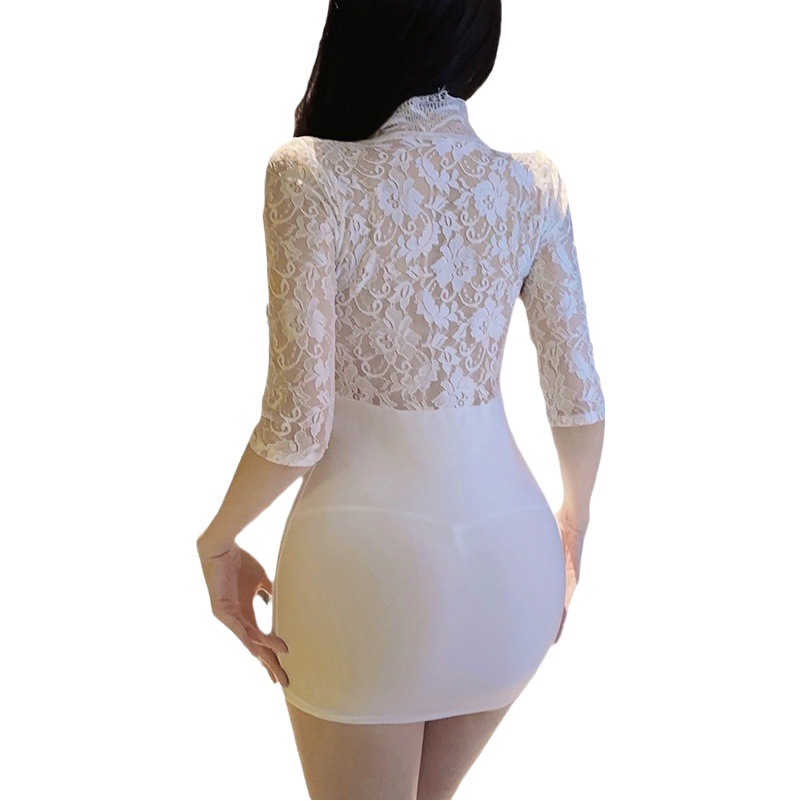 Sexy Plus-Size Lace Bodycon Dress, Erotic Lingerie, Sexy Secretary Uniform, No Need to Take Off, Seductive Sleepwear, Passionate See-Through