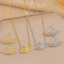 【钛钢】欧美风西太后金色星球钛钢项链女时尚锁骨链轻奢饰品批发