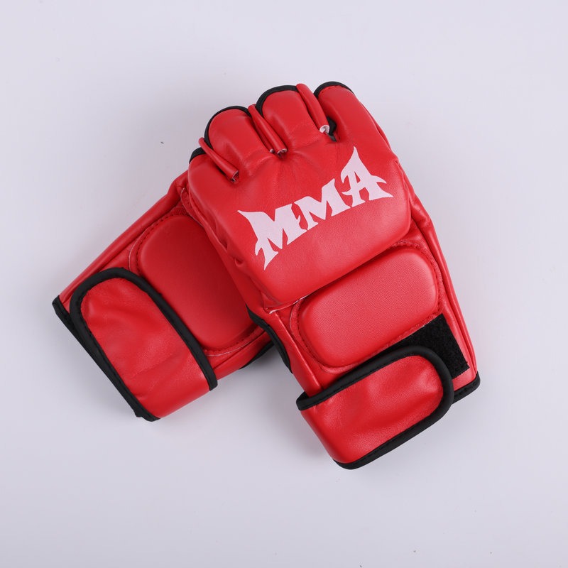 Medio dedo guantes de boxeo adultos niños Sanda lucha UFC guantes de boxeo Muay Thai boxeo entrenamiento MMA guantes de boxeo
