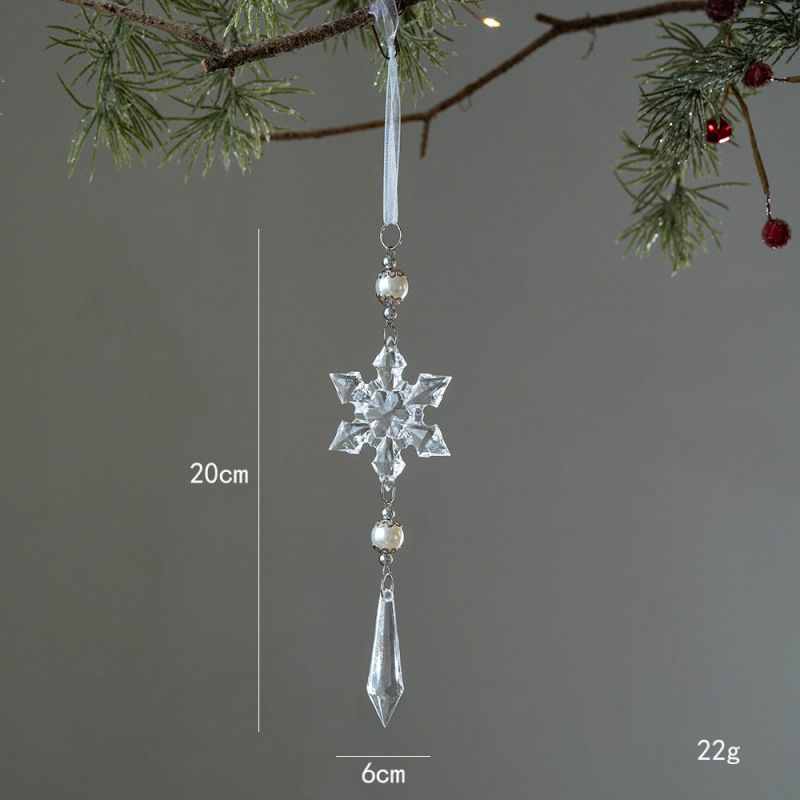 越境新品クリスマスツリー装飾雪花水滴ペンダントクリスマス透明アクリル雪花アクセサリーペンダント|undefined