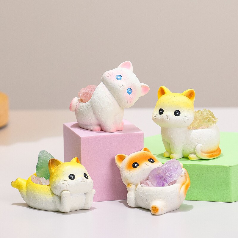 かわいい猫クリスタルブラインドボックス装飾品クリエイティブトレンディなデスクトップ装飾樹脂工芸品新しいギフトかわいい新しい|undefined