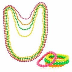 1980 年代のプロムパーティーコスチュームアクセサリーネオンプラスチックネックレスソリッドカラーラインアップ蛍光ネオンネックレス X006