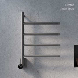 工厂直销电镀不锈钢304枪灰色加热烘干旋转WIFI智能电热毛巾架