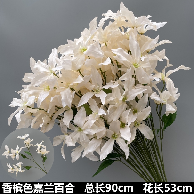 シャンパン色の結婚式の花の花の花の材料の結婚祝いの装飾の花の講堂の装飾の花のプラスチックの花の道は花の造花を導いています。|undefined