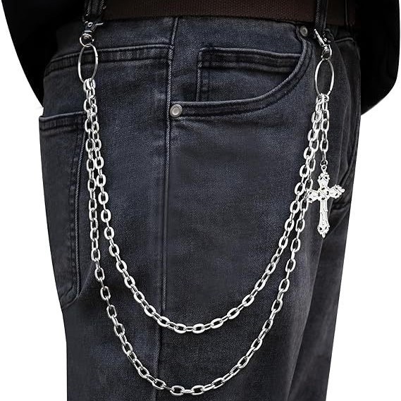 Double Layer Cross Pendant Necklace For Men Hip Hop Style_voghion.com