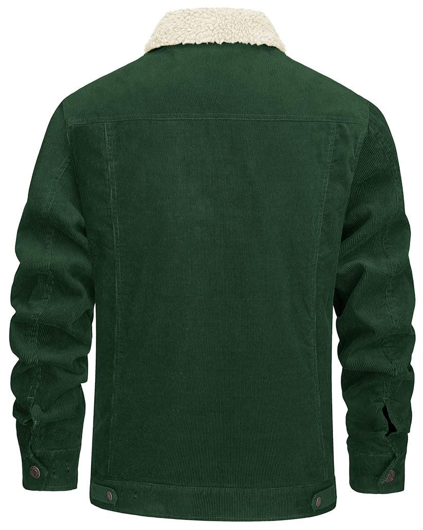 Men's 2024 new corduroy lapel long sleeved plush loose casual men's jacket_voghion.com