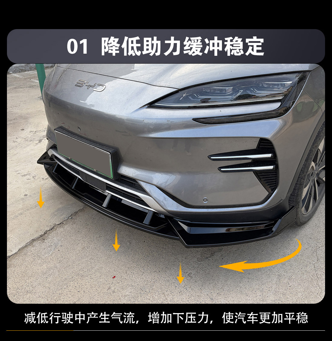 Suitable for BYD Song PLUSdmi/EV front spoiler, front lip modification, bumper protection, exterior parts