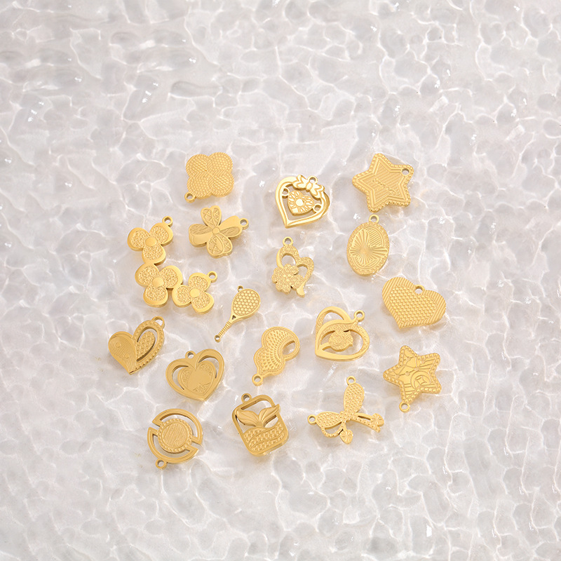 DIY Jewelry Accessories Classification 1 Piece Quantity 1 Piece 17mm 304 Stainless Steel Star Heart Shape Floral Pendant
