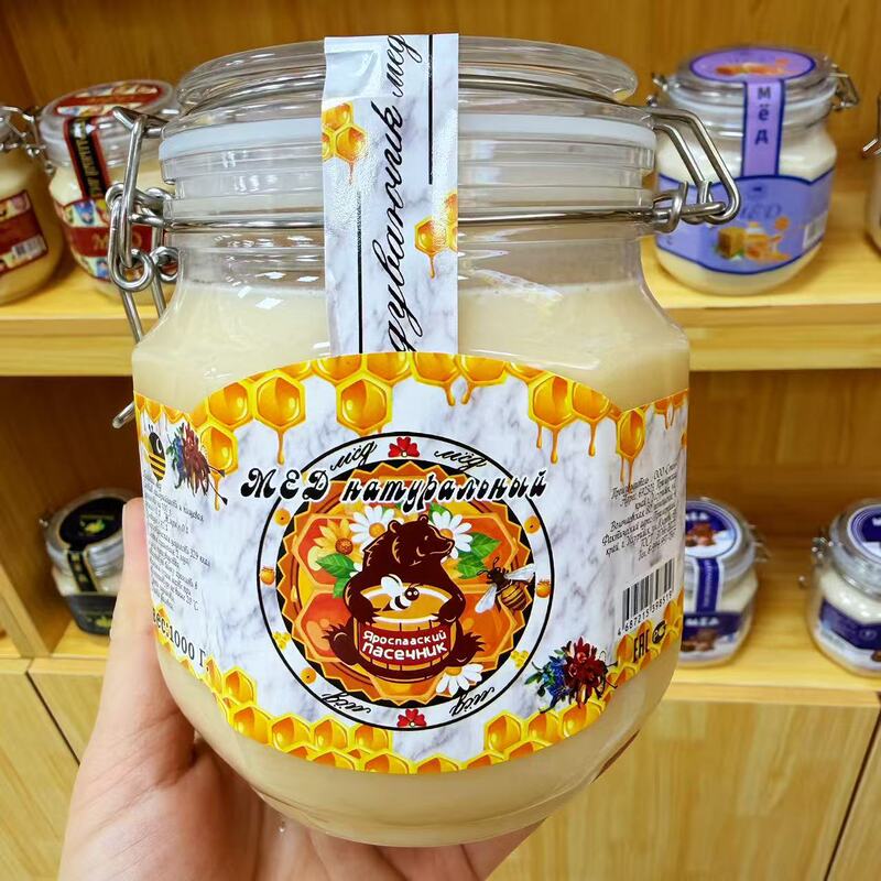 Russian Imported Honey Fangnuo Mi Bear Brand Jergez Linden Honey Original Authentic Mature Crystallized Snow Honey