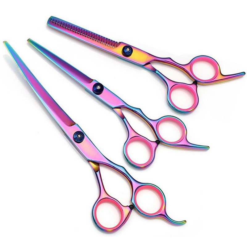 Forbici da taglio per capelli piatte e curve da 7 pollici, ideali per la toelettatura di animali domestici._voghion.com