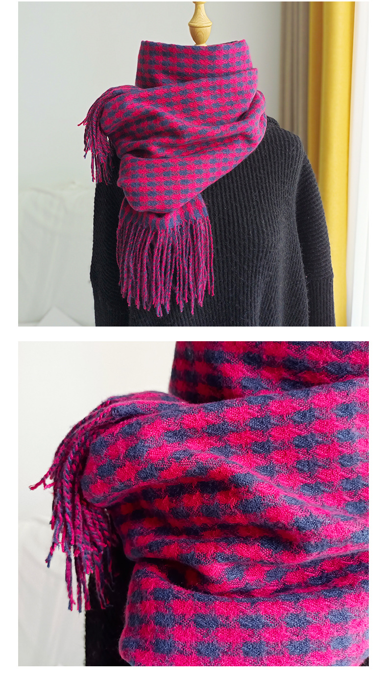 Unisex Literary little check imitated cashmere scarf women season couple warm bib shawl_voghion.com