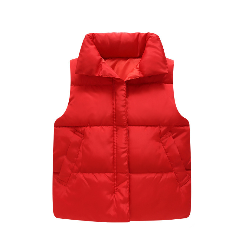 2025 otoño y invierno nuevos niños y niñas coreanos ocio corto cuello vertical para niños pequeños y medianos plumón chaleco de pan