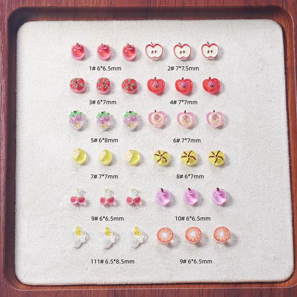 New Mini Fruit Slice Nail Art Jewelry Stereo Resin Diamond Wearable Nail Accessories Material DIY Small Accessories