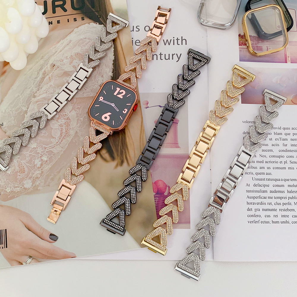 Fashion V word full diamond wheat ear diamond strap for Huawei fit3/millet 8pro strap/red rice 4 strap