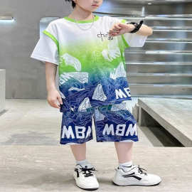 儿童装男童夏装套装2025新款夏季中大童篮球服背心男孩运动服速干