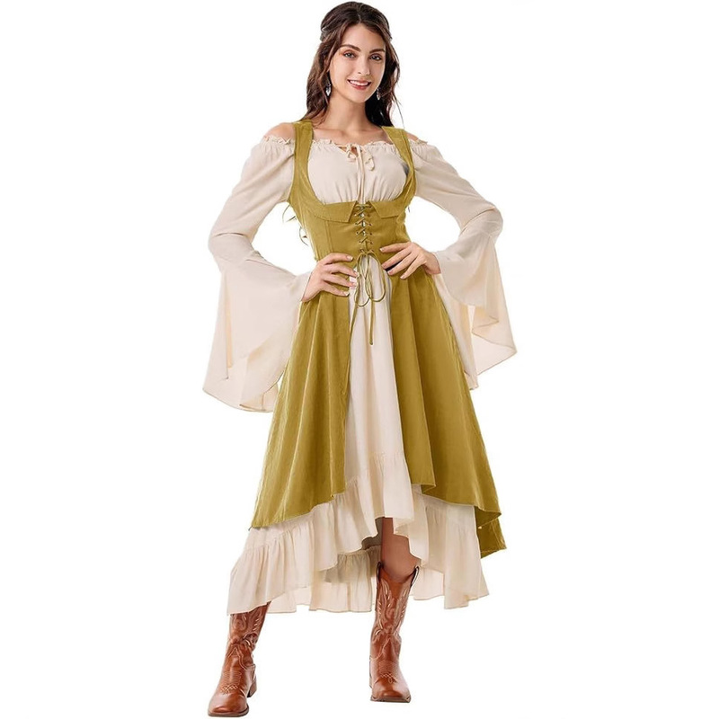 Amazon Aliexpress Women's Renaissance Costume Underbust Pirate Peasant High-Low Dress with Mouth