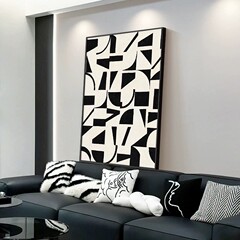 アルミニウム合金の白黒装飾絵画、モダンな壁掛け絵画、高級北欧リビングルームの背景壁、ホテルのスプレーペイント絵画