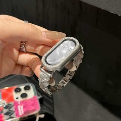 适用小米10手环9表带8白玫瑰双排链式腕带女款夜光表链高级ins风