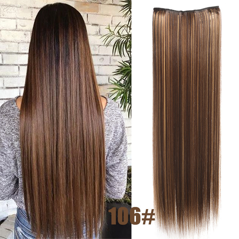Pelucas europeas y estadounidenses transfronterizas cinco tarjetas extensiones de cabello pelucas de cabello largo recto una pieza de clip extensiones de cabello al por mayor en stock