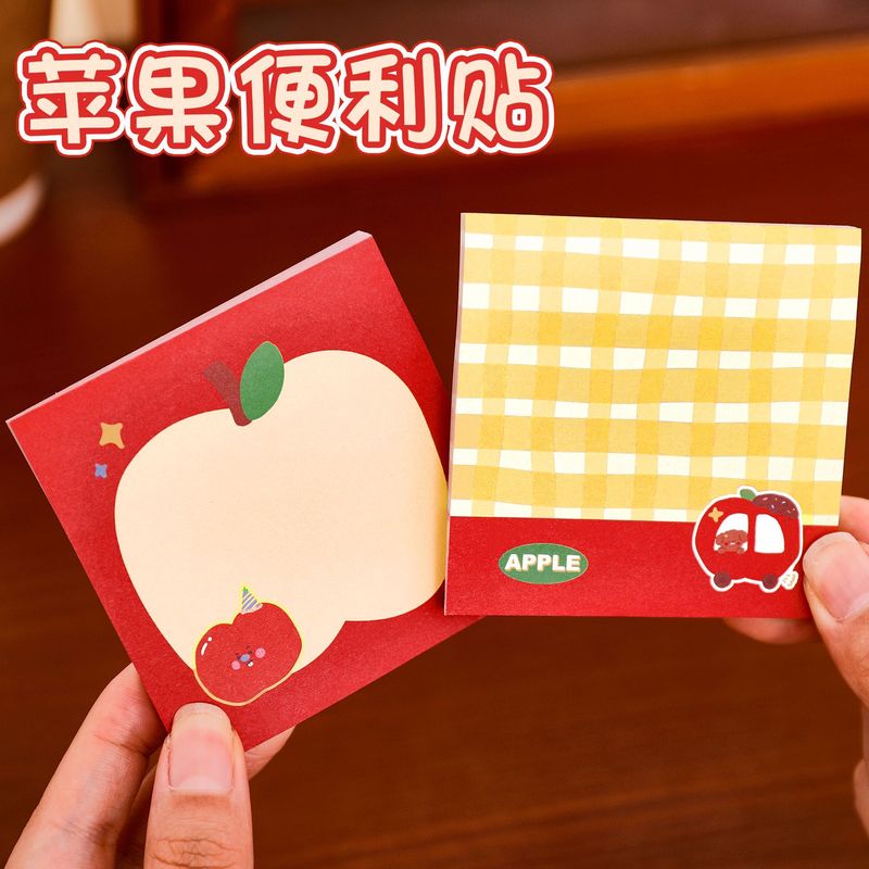 卡通苹果便利贴高颜值有粘性留言纸学生手帐装饰学习文具礼品便签|undefined
