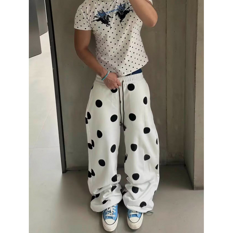 Thickened plus-size coral fleece pajama pants for women, autumn and winter, polka dot, fleece-lined, cuffed, warm long pants, flannel, wholesale from factory Thickened plus-size coral fleece pajama pants for women, autumn and winter, polka dot, fleece-lined, cuffed, warm long pants, flannel, wholesale from factory