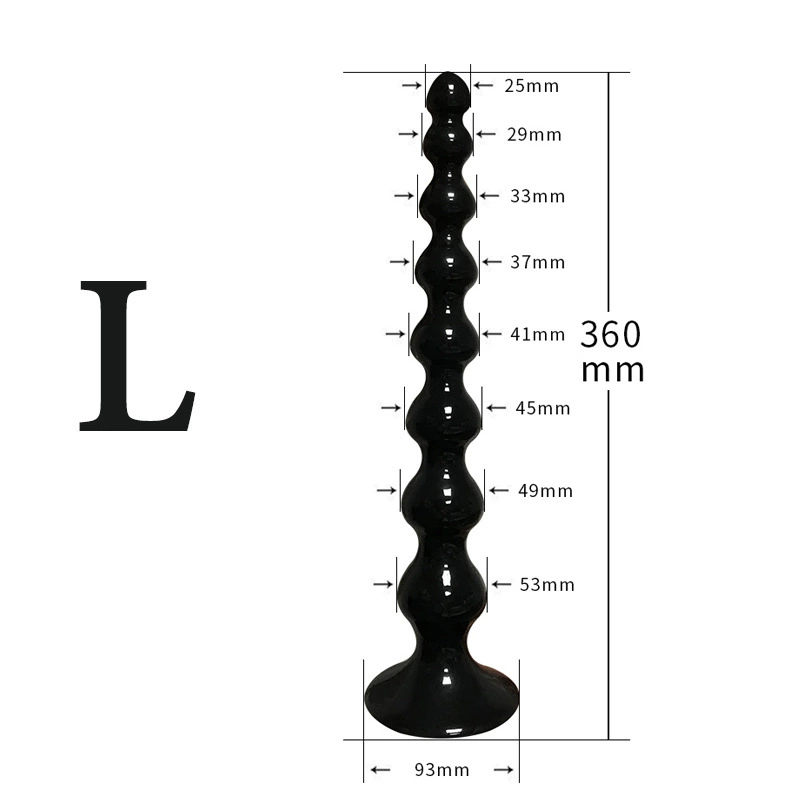 Anal Beads Plug, long 35.5 cm with strong suction base, multi-size (S/L)