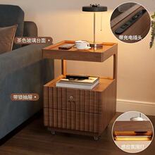 实木多功能床头卧室带锁储物款床头柜边几小型简约中式小型置物架