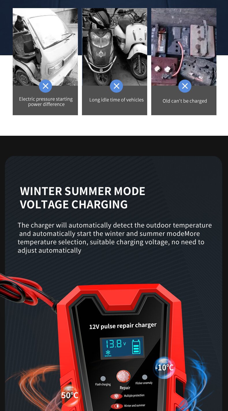 Monfara 12V Pulse Repair 6A Smart Battery Charger User Manual