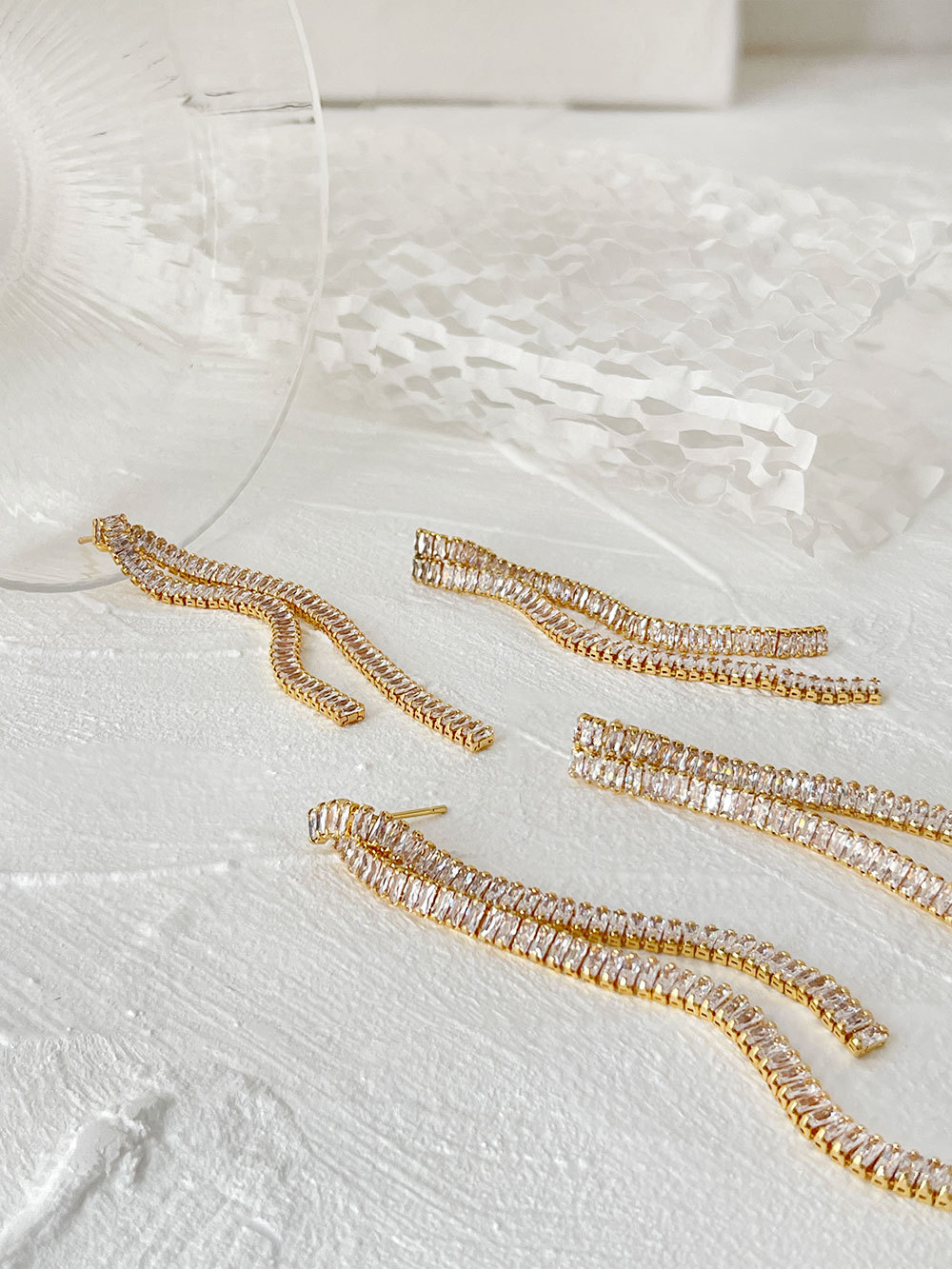 Fashion Tassel Copper Plating Inlay Zircon Drop Earrings 1 Pair