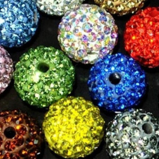 4 6 8 10 12mm straight hole AB soft clay Shambhala beads double hole loose beads drill ball bracelet white blue beads