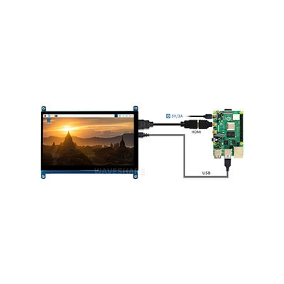 微雪 дисплей для Raspberry Pi 5/4 поколения B/3B+ 7-дюймовый C-type сенсорный IPS экран HDMI ультрачеткий ЖК
