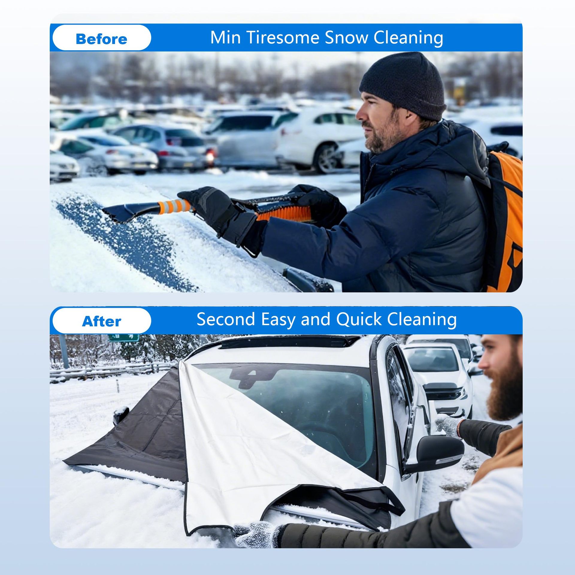 Cross-Border Car Snow Cover, Anti-Frost Cover, Magnetic Suction, Thickened and Enlarged Snow Shield, Front Windshield Car Sunshade, Sun Block