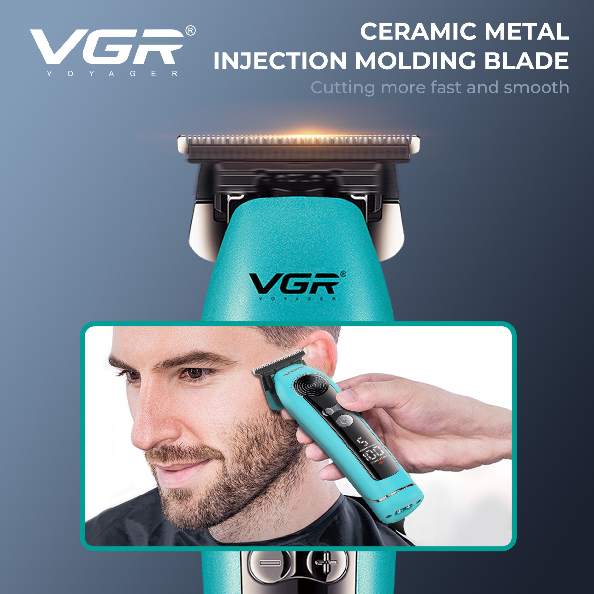 VGR299 Electric Hair Clipper Professional High Speed 9000RPM 5 Speed Acceleration Digital Display Engraving Function 5.5W_voghion.com