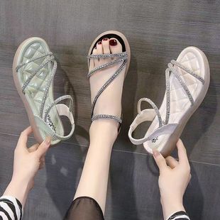 Flat Sandals Women Summer New Jelly Soft Bottom Female Student Sandals Outer Wear Roman Women Pregnant Women Sandals