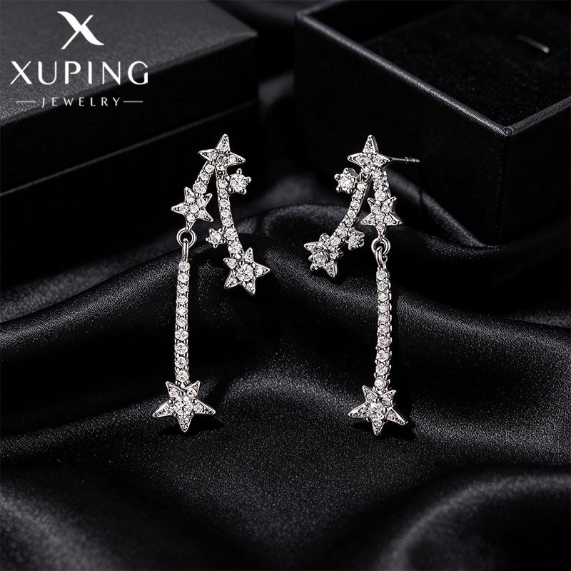 Xuping nicho de moda estrellas pernos de bronce aleación chapado blanco verano estilo literario elegante orejas para mujeres