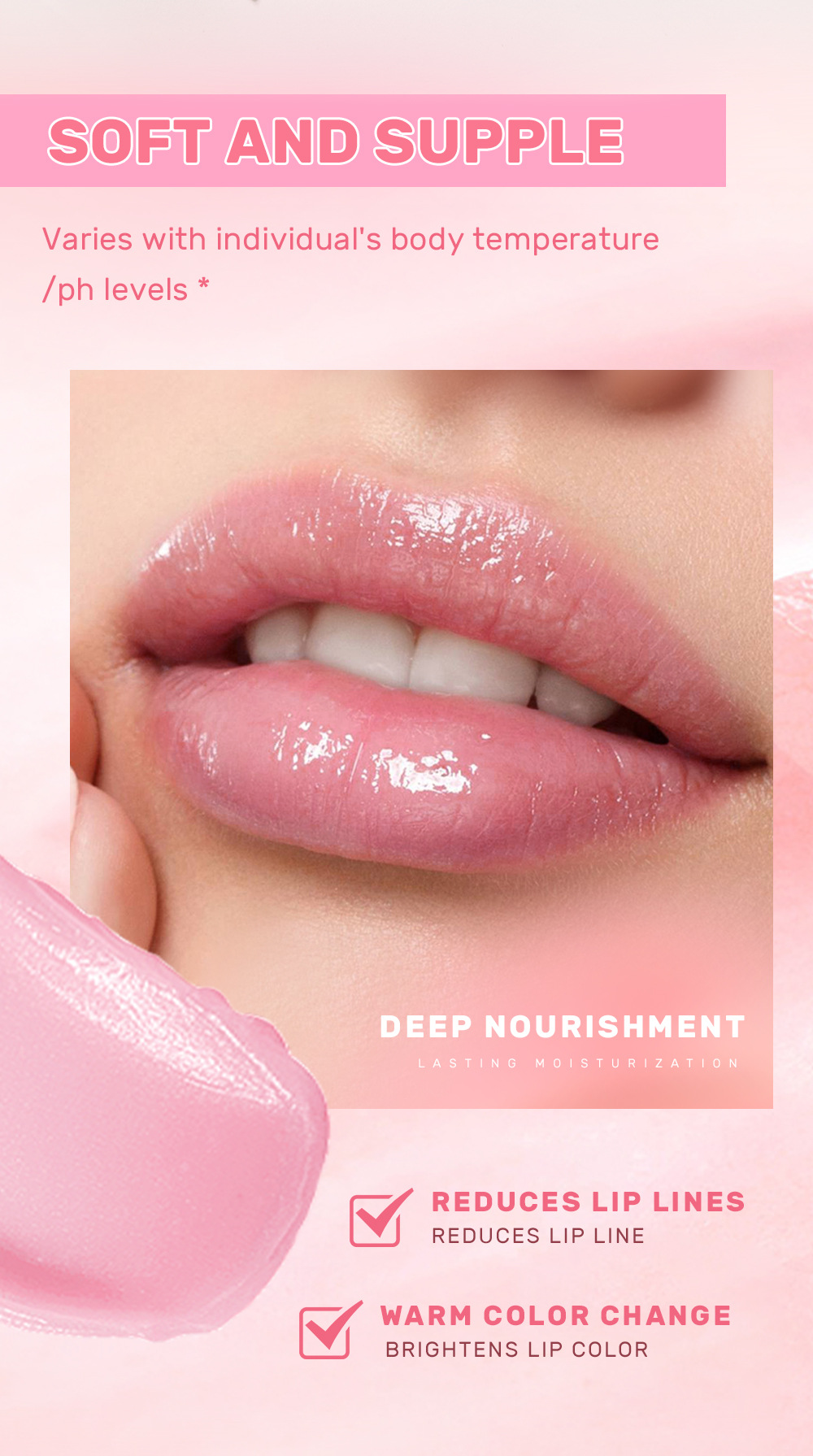 QIBEST Warming Moisturizing Lip Balm, Double Moisturizing Lip Balm, anti-cracking, reducing lip lines, firm and moisturizing without greasiness Specification drawing