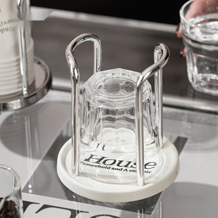 Ceramic Water Cup Holder, Light Luxury Electroplating Process, Moisture-Proof Cup Storage Rack, Disposable Cup Taker Wholesale