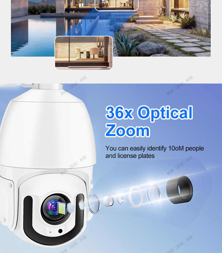 Tam Metal Yüksek Hızlı Outdoor 360 Derece Optik Zoom IP Bulut Kamerası Kapalı Devre Televizyon Kamerası HD Lazer Gece Görüşü