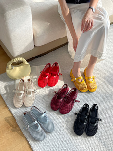 2025 new fishing net hollow low-top shallow mouth shoes women's shoes