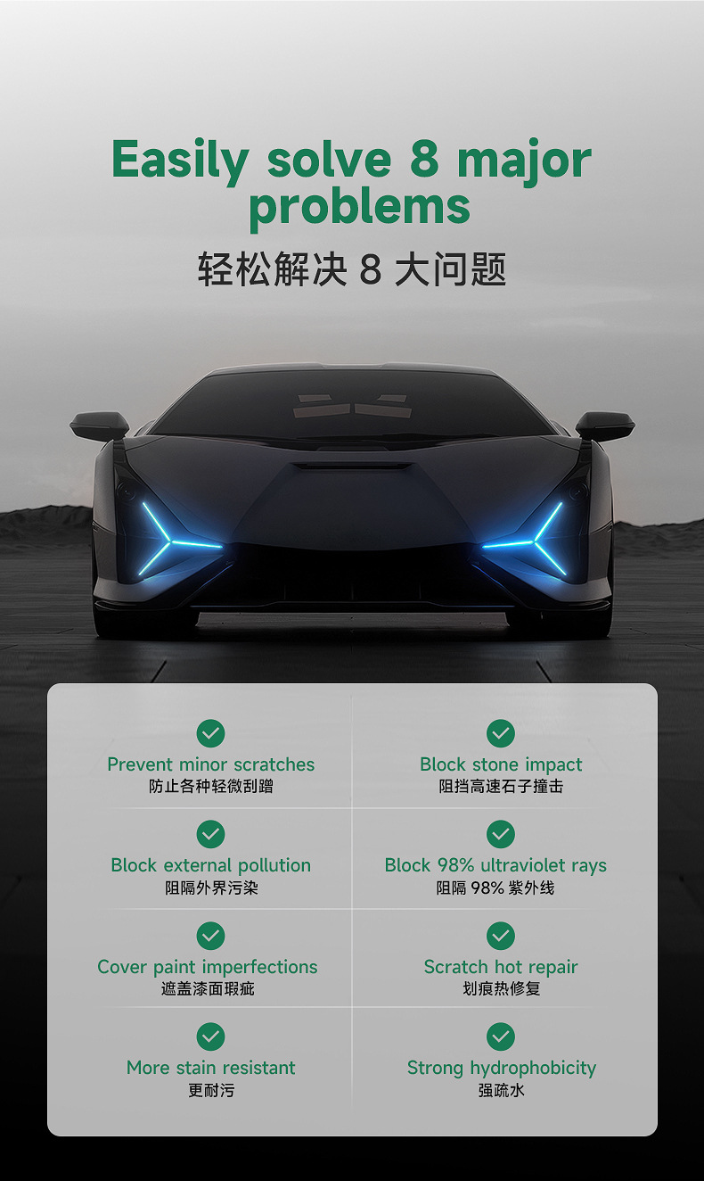 Tpu Invisible Car Cover, Car Paint Protection Film, Ppf, Self-Recovering, Anti-Scratch, Anti-Yellowing, Anti-Dirt, Transparent Protective Film