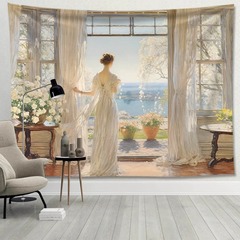 印象派油絵油絵背景布小衆高級壁布寝室ベッドサイド壁画雰囲気部屋装飾画布